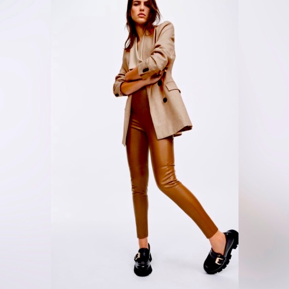 Zara High Waisted Faux Leather Leggings